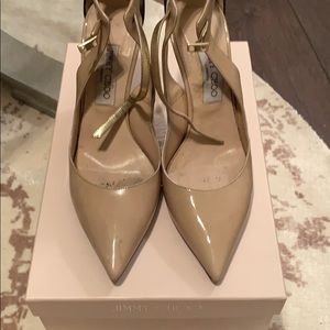 Jimmy Choo Mata Nude and black patent 40